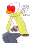  avian beak bird clothed clothing dosent english_text fully_clothed genitals hoodie male martin_(dosent) masturbation penis stealth_masturbation tapering_penis text topwear under_clothes 