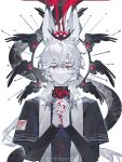  1boy absurdres animal_ears black_capelet blood blood_on_face blood_on_hands capelet colored_skin expressionless highres moroo original rabbit_boy rabbit_ears red_eyes rei_(crrn) snake solo white_hair white_skin 