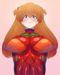  1girl blue_eyes bodysuit breasts highres hijiri_ijiri impossible_bodysuit impossible_clothes large_breasts long_hair looking_at_viewer mecha_pilot_suit neon_genesis_evangelion orange_hair plugsuit_(evangelion) red_bodysuit skin_tight solo souryuu_asuka_langley 