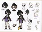  1boy ahoge black_hair concept_art gloves gym_leader long_sleeves looking_at_viewer male_focus mask multiple_views official_art onion_(pokemon) pokemon pokemon_(game) pokemon_swsh purple_eyes saitou_(pokemon) scan shirt shoes shorts single_glove sleeves_past_wrists socks suspender_shorts suspenders translation_request 