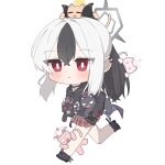  1girl :&lt; :3 akira_(blue_archive) angry animal animal_on_head animal_on_leg animalization black_cat black_choker black_hair black_hoodie black_horns black_shoes blue_archive blush bright_pupils carrying cat chinese_commentary choker closed_eyes closed_mouth commentary_request crossed_bangs demon_horns double-parted_bangs eyes_visible_through_hair fang food_in_mouth full_body grey_halo hair_between_eyes halo highres hood hoodie horns huashijie_(medium) kayoko_(blue_archive) kazusa_(blue_archive) long_hair long_sleeves making-of_available mari_(blue_archive) miniskirt momoi_(blue_archive) mouth_hold multicolored_hair o_o on_head open_mouth person_and_animalization pink_cat pink_halo plaid_clothes plaid_skirt pleated_skirt ponytail red_eyes red_skirt running serika_(blue_archive) shoes sidelocks simple_background skirt streaked_hair striped_horns two-tone_hair v-shaped_eyes white_background white_hair white_pupils year_yail yellow_cat yellow_halo zipper 