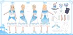  1girl back_bow blonde_hair blue_nails bow character_name commentary_request company_name copyright_notice dress elf elfriend_(shiranui_flare) flower frilled_dress frills full_body hair_flower hair_ornament hair_over_shoulder high_heel_sandals highres hololive holonatsu_paradise layered_dress low_twintails medium_hair menu_board multicolored_hair multiple_views nail_polish off-shoulder_dress off_shoulder official_alternate_costume official_alternate_hairstyle official_art pointy_ears reference_sheet sandals shiranui_flare shiranui_flare_(holonatsu_paradise) streaked_hair suraimu_(suraimuraimu) turnaround twintails virtual_youtuber white_bow white_dress white_hair 