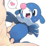  1boy 1girl absurdres bestiality heart hetero highres open_mouth pokemon pokemon_(creature) pokephilia popplio simple_background speech_bubble spoken_heart stomach_bulge uncensored white_background youjo_modoki 