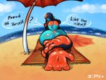 anus beach beach_towel beach_umbrella bodily_fluids butt cum cum_in_ass cum_inside dialogue dragon english_text feet foot_focus genital_fluids lying male mythological_creature mythological_scalie mythology nami_(zipper_7z) outside parasol presenting presenting_anus presenting_hindquarters raised_tail sand scalie seaside simple_background solo tail talking_to_viewer text towel water zipper_7z