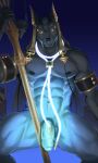 abs absurd_res anthro anubian_jackal anubis black_nipples black_nose black_sclera blue_glans blue_penis canid canine canis deity digital_drawing_(artwork) digital_media_(artwork) dislyte drew_(dislyte) egyptian_mythology foreskin genitals glans glowing glowing_genitalia glowing_penis hi_res holding_object holding_staff humanoid_genitalia humanoid_penis jackal lilith_games looking_at_viewer male male_anthro mammal middle_eastern_mythology muscular muscular_anthro muscular_male mythology navel nipples partially_retracted_foreskin penis pointy_ears sacorxi signature solo staff vein veiny_penis yellow_eyes