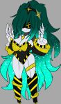 4_fingers absurd_res accessory android big_breasts breasts character_name character_request clothing disassembly_drone english_text fan_character female fingers glitch_productions green_hair hair hair_over_eye hazard_stripes hi_res humanoid long_hair machine mechanical_arm mechanical_leg mechanical_tail model_sheet murder_drones not_furry robot robot_humanoid screen screen_eyes screen_face serial_designation_m_(xxseraphimphobiaxx) solo syringe syringe_tail tail tailed_humanoid text thin_calves thin_legs thin_thighs white_body xxseraphimphobiaxx yellow_eyes