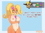  accessory activision between_breasts blonde_hair blush breasts coco_bandicoot crash_bandicoot_(series) doctor_neo_cortex english_text fangs female fur genitals green_eyes hair hair_accessory hi_res looking_up multicolored_body multicolored_fur nightlycatgirl nipples orange_body orange_fur pogchamp ponytail pussy simple_background solo text two_tone_body two_tone_fur video_games 