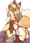  2020 anthro anus breasts butt canid canine censored clothing clothing_aside female fox garter_straps kemono legwear maid_headdress mammal panties panties_aside setouchi_kurage solo thigh_highs underwear underwear_aside 