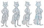  2018 absurd_res anthro armor asian_clothing canid canine clothing east_asian_clothing facial_markings female fox head_markings hi_res japanese_clothing katana looking_away mammal markings melee_weapon model_sheet solo sword thelivingtrashcan traditional_media_(artwork) weapon 