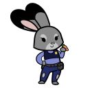  1:1 anthro carrot_pen chibi clothed clothing disney female fully_clothed fur grey_body grey_fur hi_res judy_hopps lagomorph leporid mammal police_uniform rabbit simple_background smile solo thatmoosewithabigcaboose toony uniform white_background zootopia 