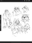  2020 anthro belly bottomwear clothing duo eyewear felid glasses hi_res lion male mammal overweight overweight_male pantherine pants procyonid raccoon rayfkm shirt topwear 