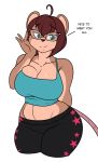  anthro breasts celine_(jwinkz) cleavage clothed clothing dialogue female hair hi_res jwinkz mammal mouse murid murine rodent smile solo 