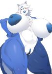  5_fingers absurd_res anthro big_breasts big_nipples blue_lips blue_nipples blue_nose blue_pussy breasts by_spoon canid canine canis curvy_figure darbo digital_drawing_(artwork) digital_media_(artwork) domestic_dog female fingers genitals hair hands_on_hips hi_res hourglass_figure huge_breasts husky hyper hyper_breasts knee_up lips looking_at_viewer mammal navel nipples nordic_sled_dog perspective pussy silver_eyes simple_background smile smiling_at_viewer solo spitz thick_thighs white_hair wide_hips 