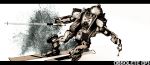  cadex-015_gibralter copyright_name episode_number ishiwata_makoto looking_to_the_side mecha military monochrome no_humans obsolete skiing solo wheel 
