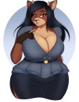  anthro blush breasts catsmeow cervid cleavage clothed clothing female hair hi_res mammal pencil_(object) raye_(jwinkz) solo 