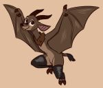  2020 antelope anthro bovid brown_body brown_fur chico_(fuel) chiropteran deke_(ittybittykittytittys) featureless_crotch fur fusion horn hybrid male mammal mostly_nude pteropodid simple_background smile solo tan_background theblueberrycarrots 