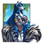  2020 anthro black_nose blue_eyes blue_hair canid canine clothed clothing day detailed_background digital_media_(artwork) eyebrows eyelashes female fox hair hi_res mammal outside rayley sky solo 
