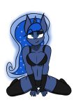  alpha_channel anthro anthrofied blue_eyes bra breasts clothing cosmic_hair equid equine ethereal_hair female fingerless_gloves friendship_is_magic gloves handwear hasbro hi_res horn kneeling legwear mammal my_little_pony navel panties princess_luna_(mlp) pseudo_hair simple_background smile solo solo_focus spread_legs spreading starlight_glitch thigh_highs transparent_background underwear unicorn 