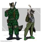 backpack bandolier buff_woman cammo_pattern canid canine darwin_fox electronics femboy fox gun headphones headpiece hi_res invalid_tag knee_pads mammal masterzoroark666 microphone muscular_lady pouch_(disambiguation) pouches ranged_weapon shell shotgun stretching swift_fox true_fox weapon