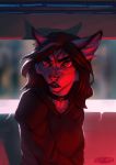  2020 absurd_res anthro black_clothing black_hoodie black_topwear breasts clothed clothing collar digital_media_(artwork) domestic_cat eyebrows eyelashes felid feline felis female hair hi_res hoodie mammal nelly63 solo topwear 