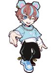  1boy animal_ears anime_coloring aqua_hair aqua_shirt aqua_sleeves archived_source baggy_pants bear_ears black_mouth black_pants blue_eyes brown_hair chain chain_necklace collared_shirt crazy_raccoon dogma earrings facing_viewer fingerless_gloves full_body gloves gold_earrings gradient_hair jewelry laces layered_sleeves long_sleeves looking_at_viewer male_focus multicolored_hair necklace official_art one_eye_closed open_mouth pants puppeteer7777 second-party_source shirt shoes short_over_long_sleeves short_sleeves side_slit silver_chain silver_necklace sleeve_cuffs sneakers snowflake_necklace solo streaked_hair tachi-e teeth thick_lineart tongue transparent_background undershirt upper_teeth_only white_sleeve_cuffs white_sleeves white_undershirt 