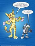  anthro balls clank cooner dialog english_text flaccid happy lombax machine male mechanical nude open_mouth penis ratchet ratchet_and_clank robot sheath text 