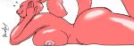  anthro big_breasts big_butt breasts butt domestic_cat felid feline felis female glistening glistening_body glistening_skin happy hi_res huge_breasts huge_butt huge_thighs lying mammal nipples on_front pink_body raised_tail realius solo thick_thighs 