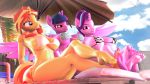  16:9 3d_(artwork) 4k absurd_res anthro anthrofied big_breasts bikini breasts clothed clothing crossed_legs digital_media_(artwork) english_text equestria_girls equid equine friendship_is_magic group hasbro hi_res horn mammal my_little_pony outside sitting starlight_glimmer_(mlp) sunset_shimmer_(eg) swimwear text twilight_sparkle_(mlp) umbrella unicorn whiteskyline widescreen winged_unicorn wings 