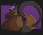 anal_fluids anus balls big_anus big_balls big_butt bodily_fluids butt digital_media_(artwork) dorenrab fur genitals glowing glowing_insides hi_res horn hybrid looking_at_viewer looking_back male monster puffy_anus raised_tail sillywerwolf simple_background smile smiling_at_viewer solo spiked_tail spikes spikes_(anatomy) stubby_horn sweat sweatdrop sweaty_anus sweaty_balls sweaty_butt sweaty_genitalia tail thick_thighs yellow_eyes