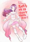  1girl birthday breasts character_name commentary dated earrings english_text full_body gloves hair_ornament highres jewelry koi_ni_naritai_aquarium long_hair looking_at_viewer love_live! love_live!_sunshine!! midriff navel red_hair sakurauchi_riko small_breasts solo white_gloves yanase_(rkrkym) yellow_eyes 
