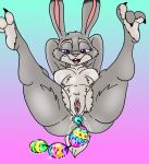  2020 absurd_res anal anal_beads anal_penetration anthro anus bodily_fluids breasts claws clitoris digital_drawing_(artwork) digital_media_(artwork) disney egg female fur genitals gradient_background grey_body grey_fur hands_behind_head hi_res judy_hopps lagomorph leporid long_ears lying mammal multicolored_body multicolored_fur nipples nude on_back otaconxix penetration presenting purple_eyes pussy rabbit raised_leg sex sex_toy simple_background smile solo spread_legs spreading white_body white_fur zootopia 