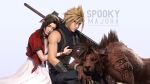  1boy 1girl 3d aerith_gainsborough animal armor artist_name bangle belt black_gloves black_pants black_shirt blonde_hair blue_eyes body_markings boots bracelet brown_belt brown_hair buster_sword choker claws closed_eyes cloud_strife couple cropped_jacket dress feather_hair_ornament feathers final_fantasy final_fantasy_vii final_fantasy_vii_remake flower_choker gloves hair_between_eyes hair_ornament hand_on_another's_chest hetero highres hug hug_from_behind jacket jewelry lap_pillow light_smile long_dress long_hair multiple_belts pants parted_bangs pauldrons pink_dress red_jacket red_xiii scar scar_across_eye scar_on_face shirt short_hair short_sleeves shoulder_armor sidelocks single_bare_shoulder single_pauldron sitting sleeveless sleeveless_turtleneck spiked_hair suspenders turtleneck twitter_username zain_rehman 