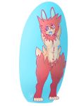  2020 absurd_res anthro blue_flesh breasts digital_media_(artwork) domestic_cat fan_character felid feline felis fluffy galo hair hi_res hybrid lagomorph leporid lewd_(disambiguation) mammal mane nude paws pinup pose rabbit red_hair wide_hips 