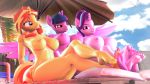  16:9 3d_(artwork) 4k absurd_res anthro anthrofied big_breasts breasts crossed_legs digital_media_(artwork) equestria_girls equid equine friendship_is_magic group hasbro hi_res horn mammal my_little_pony nipples nude outside sitting starlight_glimmer_(mlp) sunset_shimmer_(eg) twilight_sparkle_(mlp) umbrella unicorn whiteskyline widescreen winged_unicorn wings 