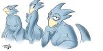  2:1 anthro avian beak female golduck joushi mature_female nintendo pinup pok&eacute;mon pok&eacute;mon_(species) pose slightly_chubby solo thick_tail thick_thighs tired tired_eyes video_games wet 