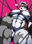  2019 anthro bandanna bearlovestiger13 blush canid canine canis chained duo ear_piercing fellatio hi_res horkeukamui kerchief male male/male mammal muscular muscular_anthro muscular_male nude oral penile piercing pubes sex shocked_expression tokyo_afterschool_summoners video_games wolf 