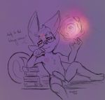  &lt;3 2020 anthro balls book dialogue eeveelution english_text espeon eyewear fauxpawe forked_tail genitals glasses glowing glowing_eyes hi_res humanoid_genitalia humanoid_penis hypnosis looking_at_viewer male markings mind_control myr_the_espeon nintendo nude penis pink_eyes pok&eacute;mon pok&eacute;mon_(species) precum_drip presenting presenting_penis signature simple_background sitting smile solo spiral spread_legs spreading talking_to_viewer text uncut video_games 