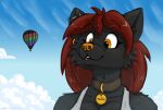 2025 aircraft anthro arm_tuft balloon barely_visible_breasts biped black_body black_ears black_eyebrows black_fur black_inner_ear black_inner_ear_fluff black_lips black_text black_tuft breasts brown_collar bust_portrait canid canine canis cheek_tuft chin_tuft cleavage close-up clothed clothing cloud collar collar_tag colored day detailed_background digital_drawing_(artwork) digital_media_(artwork) ear_piercing eyebrow_through_hair eyebrows facial_piercing facial_tuft female front_view fur fur_tuft gentle_giant giga gold_piercing grey_clothing grey_piercing grey_shirt grey_tank_top grey_text grey_topwear grey_tuft hair hot_air_balloon industrial_piercing inflatable inner_ear_fluff leather leather_collar lennox lip_piercing lips long_hair looking_at_object looking_down lower_lip_piercing macro maddie_(lennox) mammal monotone_body monotone_fur neck_tuft orange_eyes orange_nose outside piercing portrait raised_eyebrow red_hair ring_piercing shaded shirt shoulder_tuft sky smile solo standing tank_top teeth text text_on_collar_tag three-quarter_view topwear translucent translucent_hair tuft url vehicle watermark white_clothing white_shirt white_tank_top white_topwear wide_eyed wolf yellow_piercing