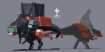  box dinosaur highres hozumi_(ouchan) mecha multiple_views original robot science_fiction screen silhouette standing tail 