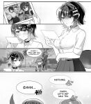  2girls 3d absurdres bangboo_(zenless_zone_zero) belle_(zenless_zone_zero) blush ellen_joe ellen_joe_(on_campus) english_text fingerless_gloves fins fish_tail game_screenshot_background game_screenshot_inset gloves highres holding holding_photo multiple_girls photo_(object) screenshot_background selfie shark_girl shark_tail short_hair smile speech_bubble tail waving zenless_zone_zero zysora 