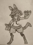  3:4 absurd_res ambiguous_gender anthro drawing furaffinity hi_res lucario mascot monochrome nintendo paws pok&eacute;mon pok&eacute;mon_(species) shaded shaded_sketch sketch solo standing video_games 