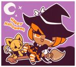 bell bell_collar bow_ribbon broom broom_riding cat_tail cleaning_tool clothing collar cookie_run cosplay costume dress duo eyelashes female hair halloween halloween_costume hat headgear headwear holidays humanoid legwear on_model one_eye_closed orange_eyes orange_hair pattern_clothing pattern_legwear pattern_stockings plushie pompon_(cookie_run) pumpkin_pie_cookie soff_dollr stockings striped_clothing striped_legwear striped_stockings stripes tagme whiskers wink witch_costume witch_hat yellow_body