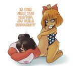  absurdres adoptive_siblings animal_print bare_shoulders barefoot black_eyes black_eyeshadow black_hair black_shirt black_tank_top blue_eyes blunt_bangs blunt_ends bob_cut body_freckles bottomless bow clenched_teeth commentary dutch_text english_commentary english_text eyelashes eyeshadow female_pubic_hair freckles full_body furrowed_brow hair_bow hair_bun hair_over_one_eye head_on_pillow highres holding_another&#039;s_leg incest kneeling leg_up long_sleeves looking_at_another looking_back looking_down loose_hair_strand lying makeup maya_schoppenboer meowverick messy_hair mixed-language_text motion_blur mymy_schoppenboer on_pillow on_stomach ongezellig orange_hair pillow print_shirt pubic_hair rabbit_print raised_eyebrows red_bow red_sweater sex shadow shiny_skin shirt short_hair siblings single_hair_bun sisters sleeveless sleeveless_shirt spread_legs stuffed_animal stuffed_toy sweat sweater tan tank_top teeth toes translated tribadism two-tone_shirt two-tone_tank_top white_background white_shirt white_tank_top yuri 