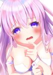  animal_ears bare_arms bare_shoulders blush bracelet breasts bunny_ears bunnysuit close-up cowlick highres jewelry long_hair looking_at_viewer nepgear neptune_(series) open_mouth ppppin55 purple_eyes purple_hair 