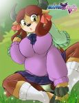  anthro boastudio bottomwear bovid bovine breasts camel_toe clothed clothing female friendship_is_magic fully_clothed hasbro hi_res looking_at_viewer mammal my_little_pony panties skirt solo spread_legs spreading sweater topwear underwear yak yona_yak 