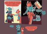 anthro begging bovid broom butt caprine cleaning_tool comic dialogue domestic_cat felid feline felis female folded_clothing hi_res imminent_threesome improvised_weapon lagomorph male male/female mammal marigold_(unicorn_blood) mostly_nude restricted_palette saffron_(unicorn_blood) scared sheep tulip_(unicorn_blood) vanilla_candy