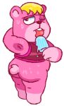  2020 animal_crossing anthro armpit_hair bodily_fluids body_hair butt clothing fur low_res male mammal nintendo one_eye_closed pink_body pink_fur shirt simple_background sinribbons slightly_chubby solo sweat tongue tongue_out topwear ursid video_games vladimir_(animal_crossing) white_background wink 