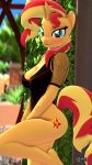  3d_(artwork) 9:16 anthro anthroponiessfm big_breasts blush breasts cleavage clothed clothing digital_media_(artwork) equestria_girls equid equine female hasbro hi_res horn mammal my_little_pony outside solo sunset_shimmer_(eg) unicorn 