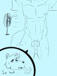  3:4 abs anthro athletic balls canid canine canis creamywiggler genitals heat_(temperature) hi_res male mammal muscular nude penis simple_background simple_shading solo wolf 