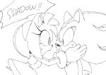  2020 amy_rose anthro black_and_white bodily_fluids clothing dialogue dress duo english_text eulipotyphlan eye_contact female gloves hand_on_face handwear hedgehog hi_res kohane01 looking_at_another male mammal monochrome shadow_the_hedgehog sketch sonic_the_hedgehog_(series) sweat text yelling 